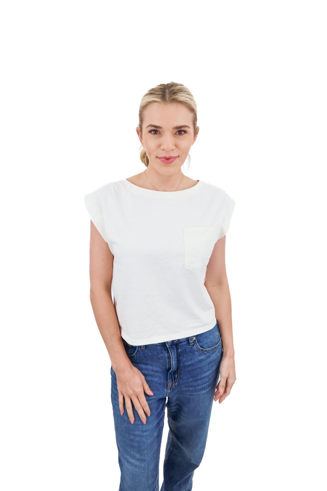 J.Crew ivory muscle pocket top (S)