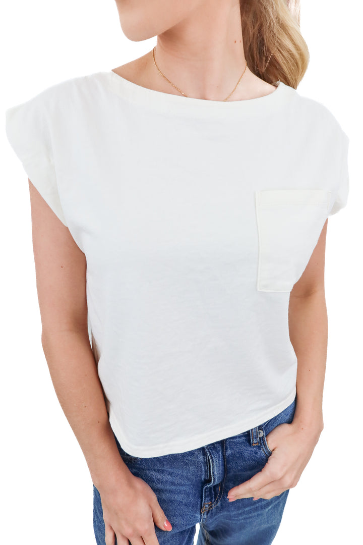 J.Crew ivory muscle pocket top (S)