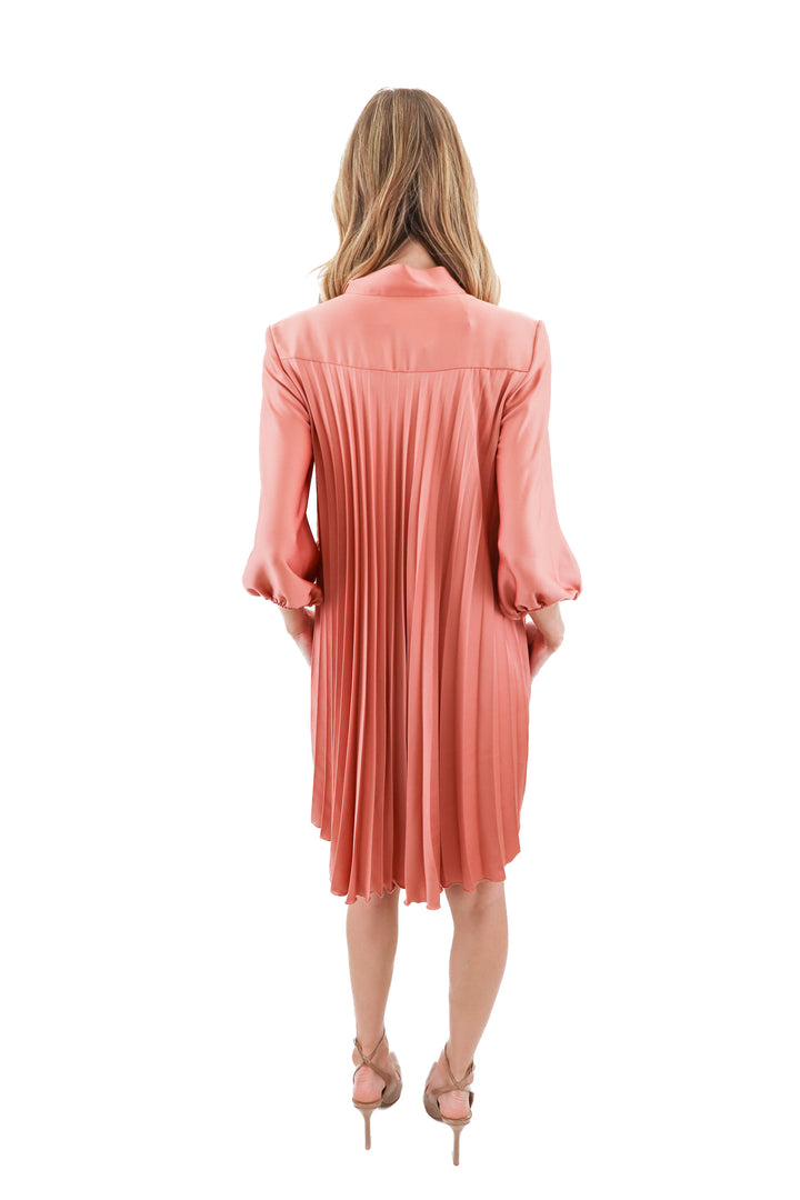 zara terracotta pleated shift dress (m)