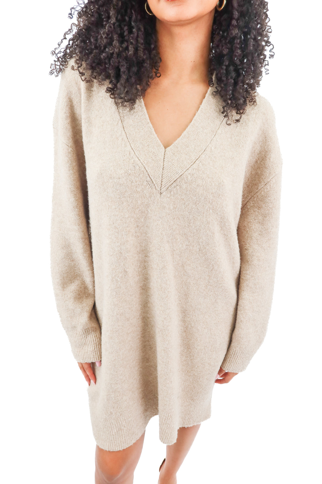 universal threads brown vneck sweater dress (L)