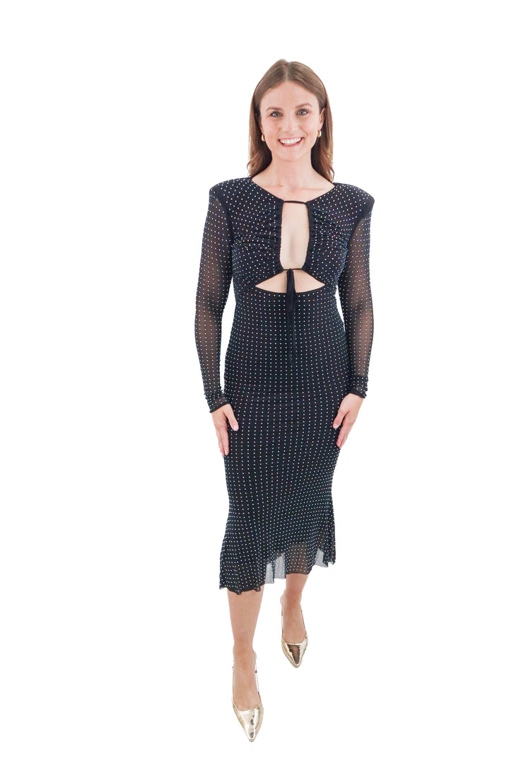 petal + pup black rhinestone maxi dress nwt (m)