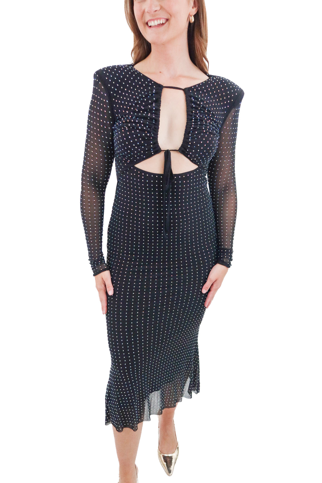 petal + pup black rhinestone maxi dress nwt (m)