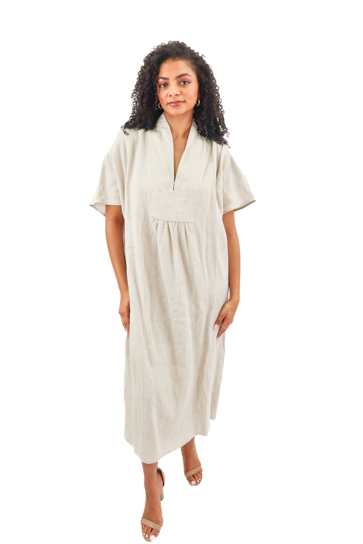 tuckernuck linen maxi dress (L; retail $188)