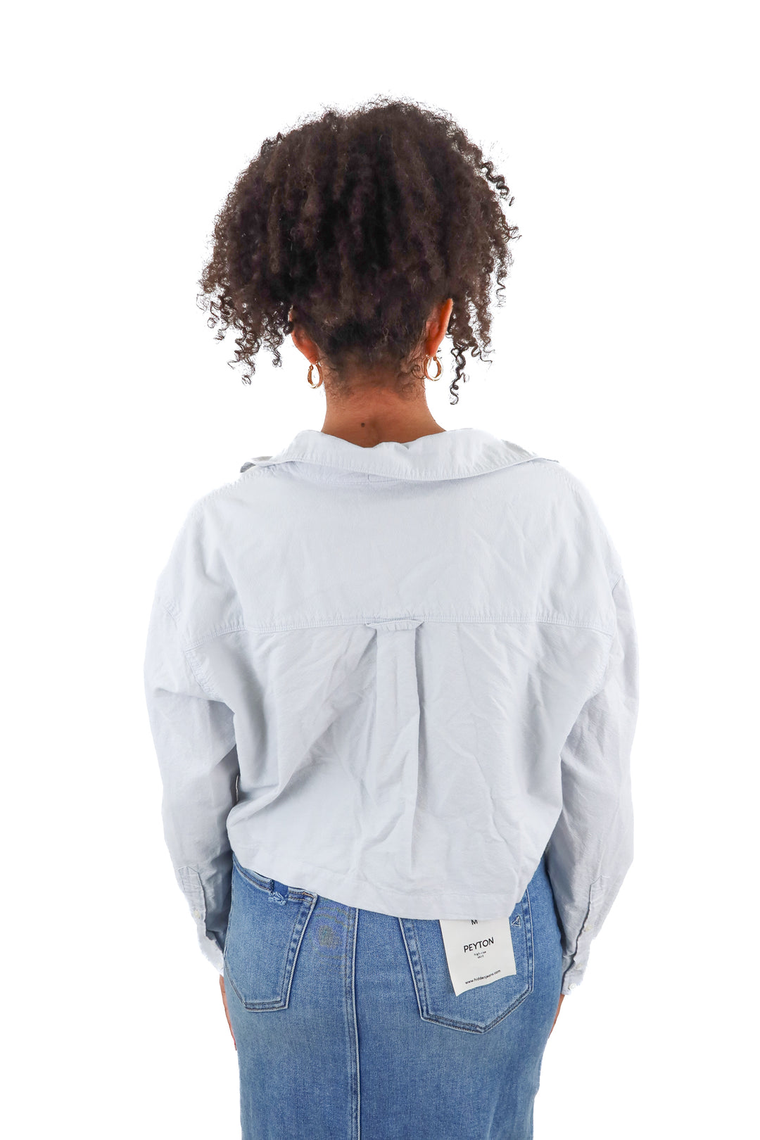 Aerie light blue cropped button up (S)