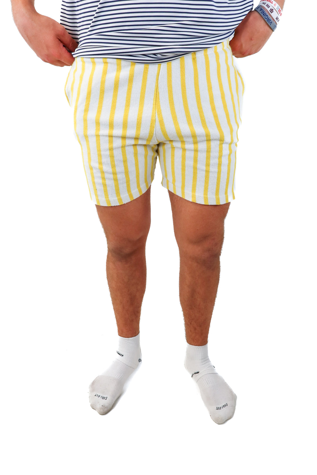 zara mens yellow/white striped shorts (xl)