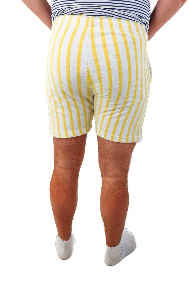 zara mens yellow/white striped shorts (xl)