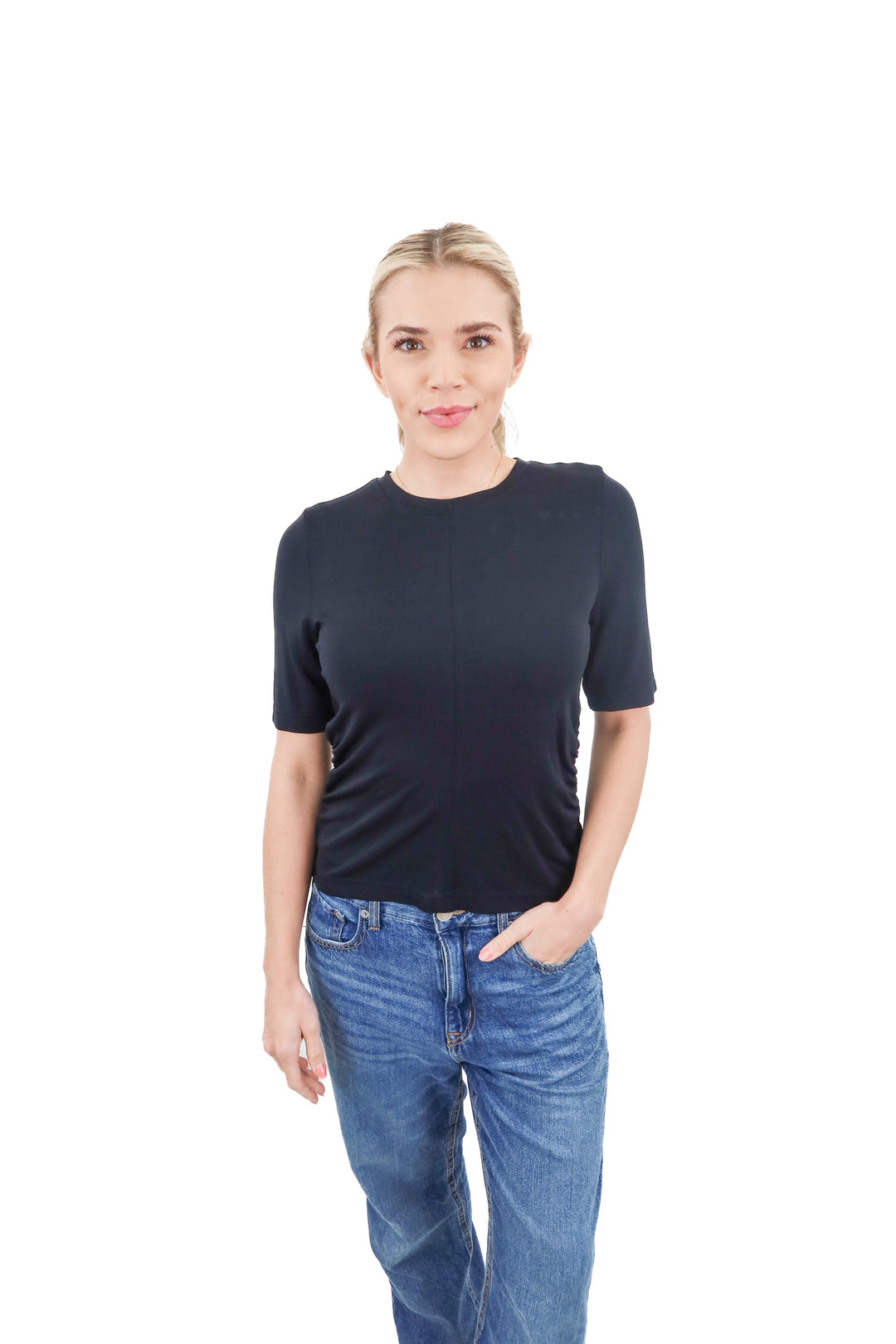 Spanx black side-ruched shirt (S)