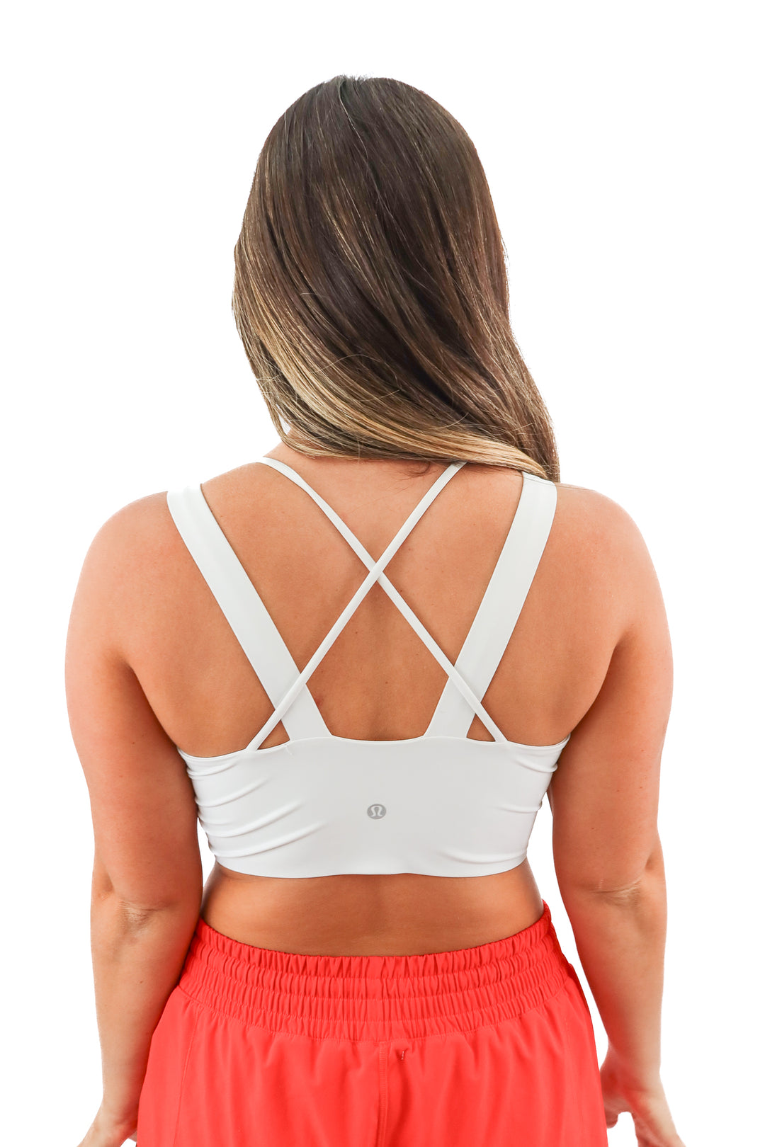 lululemon white strappy sports bra (12; retail $58)