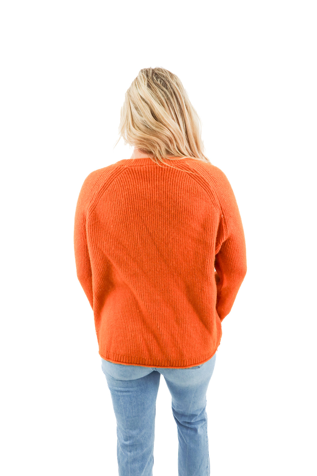 goodnight macaroon orange knit v neck sweater (m)