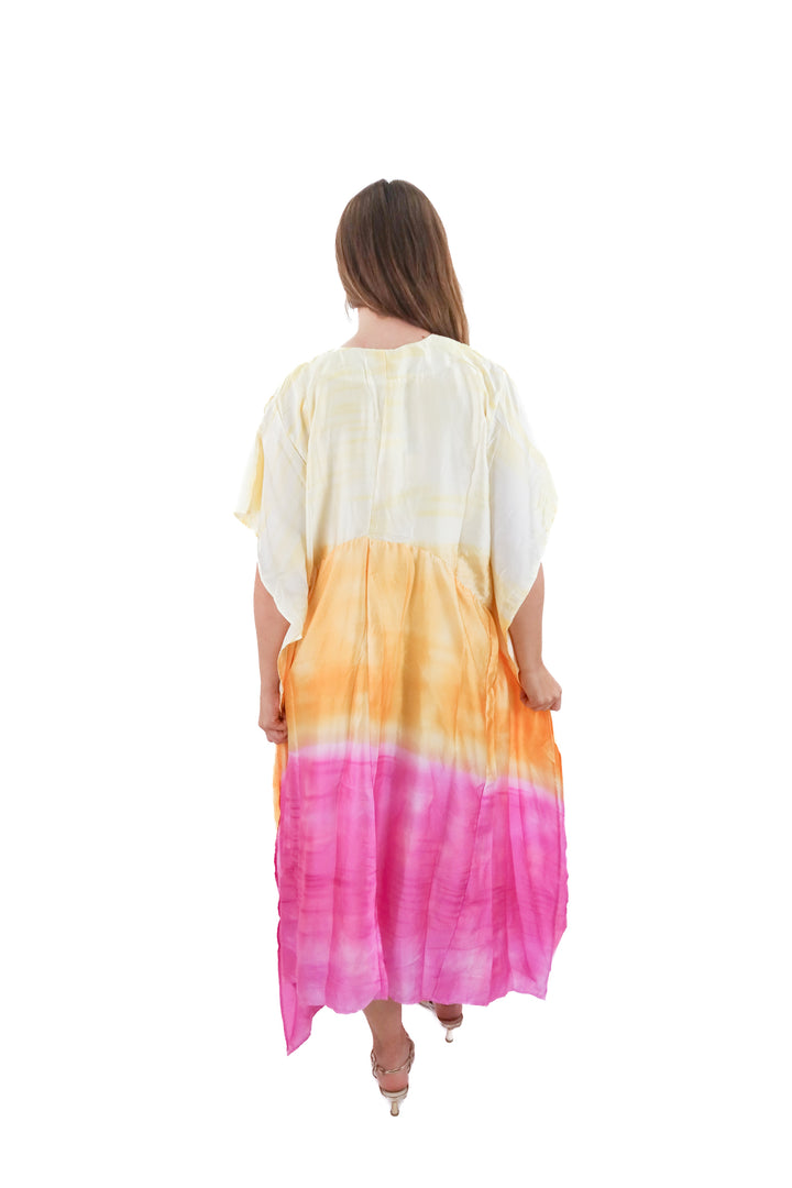 buddy love yellow and pink ombre satin dress (m)