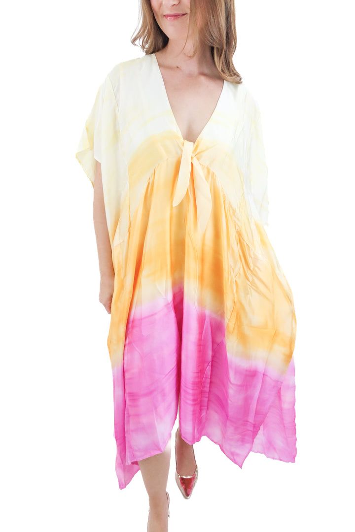 buddy love yellow and pink ombre satin dress (m)