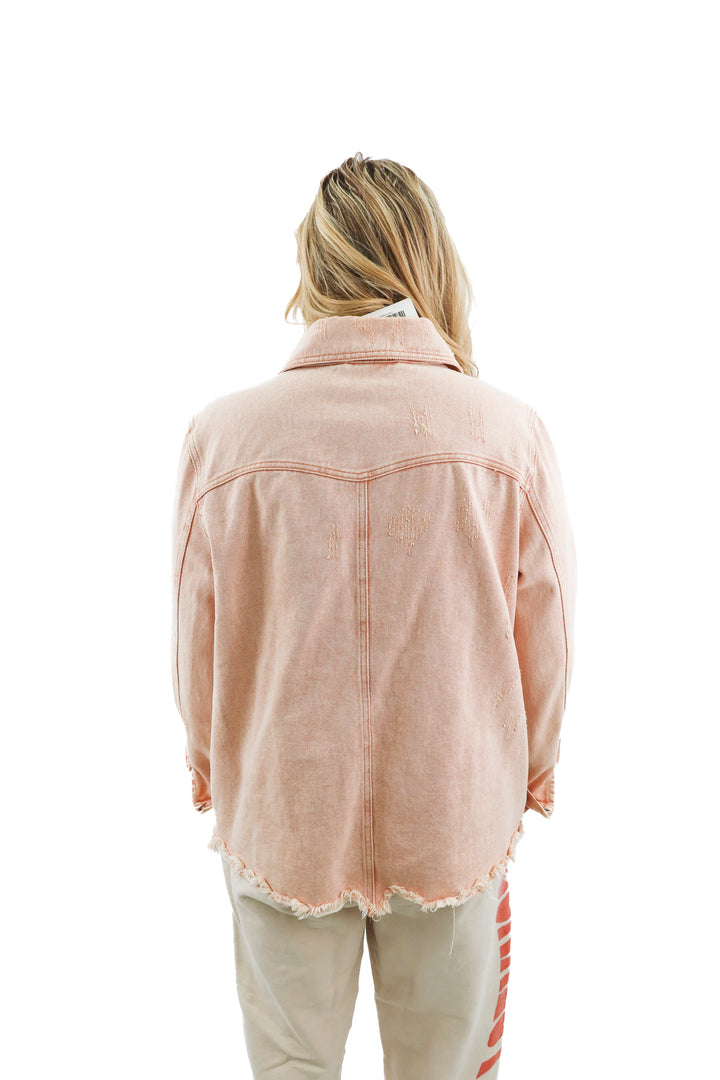 how very loved pink denim jacket (m; retail $60)