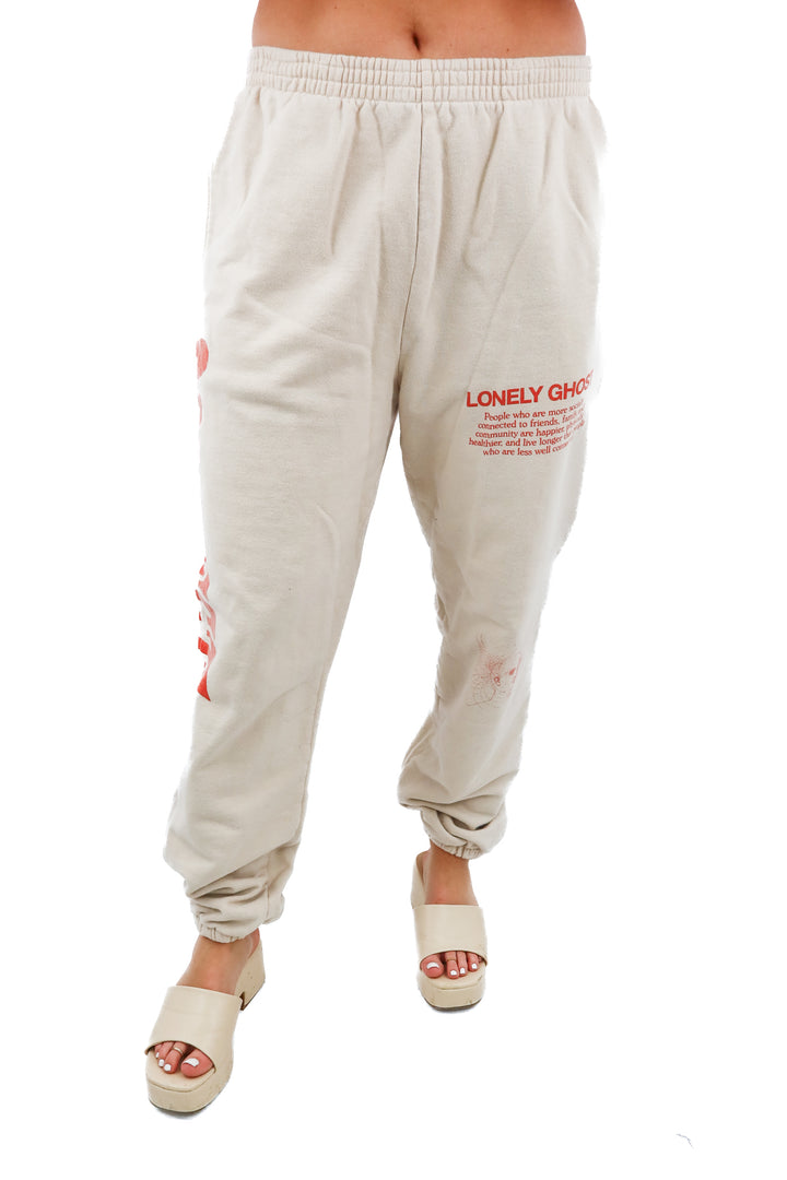 lonely ghost tan sweatpants (xl; retail $70)