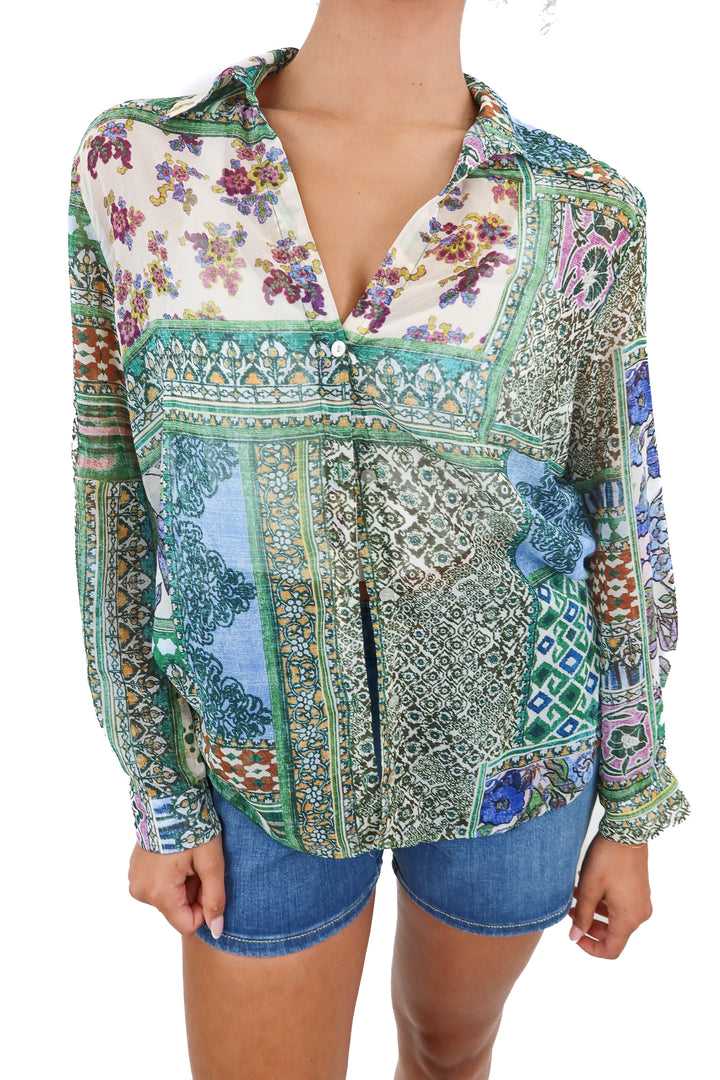 Zara multicolor floral chiffon blouse (M)