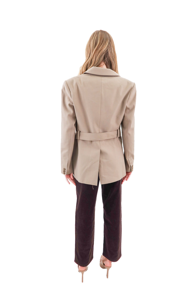 wayf taupe belted blazer nwt (s; retail $125)