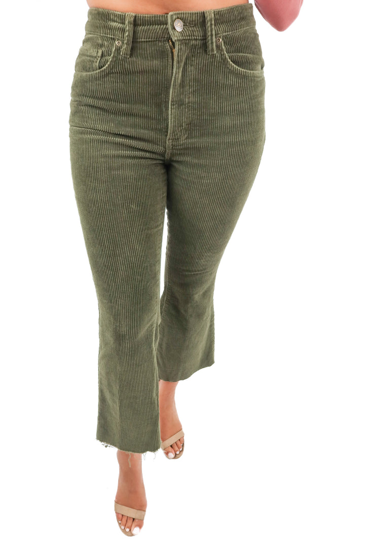 lee green corduroy flare pants (27 & 28)