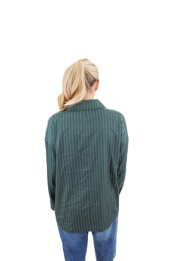NEXT green pinstripe oversized blazer (6; retail $35)