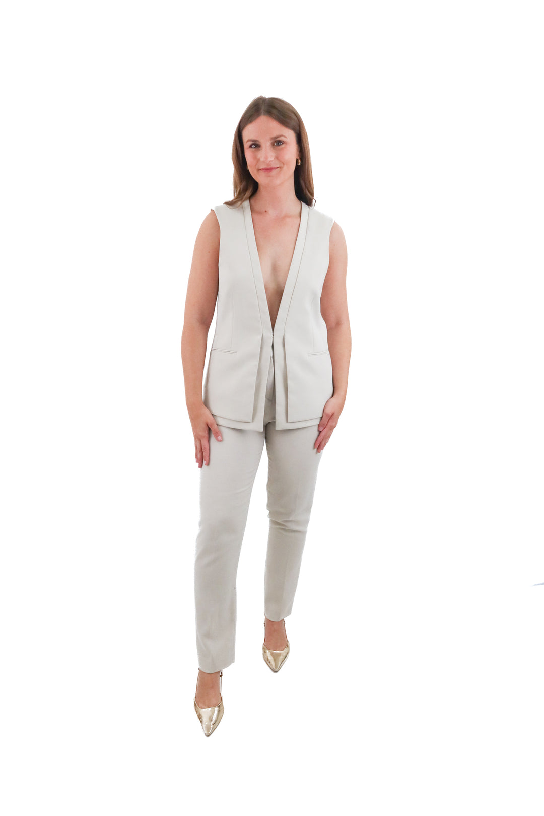 bcbg maxazria khaki pant and top set (m; $240)