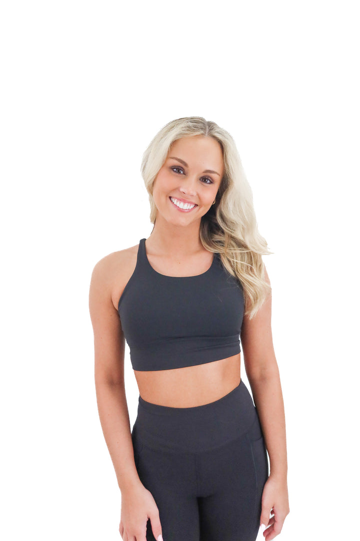 avia black strappy longline bra nwt (s; retail $16)