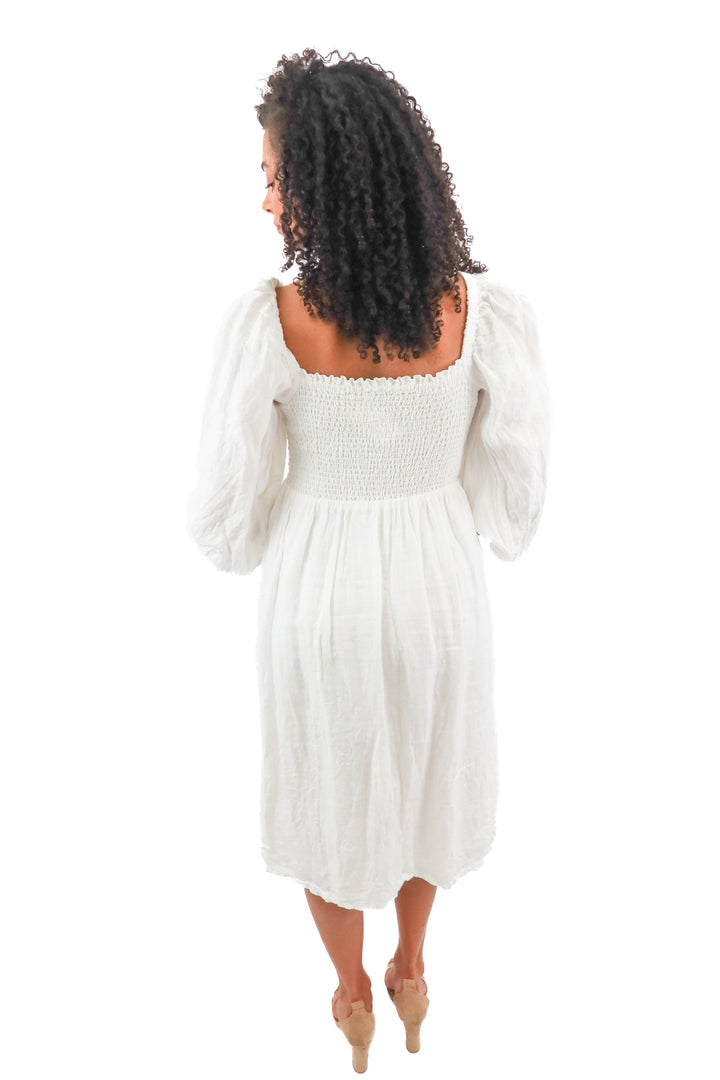 j. crew white linen maxi dress (M)