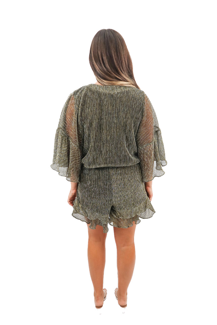 storia black/gold metallic romper NWT (L)