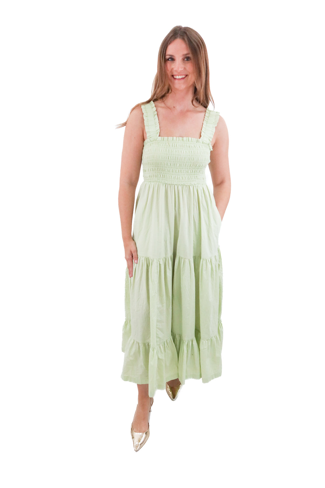 abercrombie & fitch light green maxi dress (m; $110)