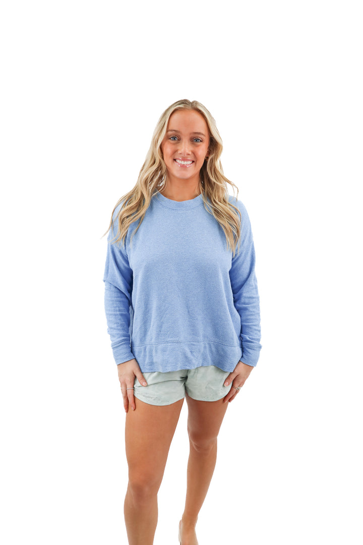 aerie blue terrycloth crewneck (s)