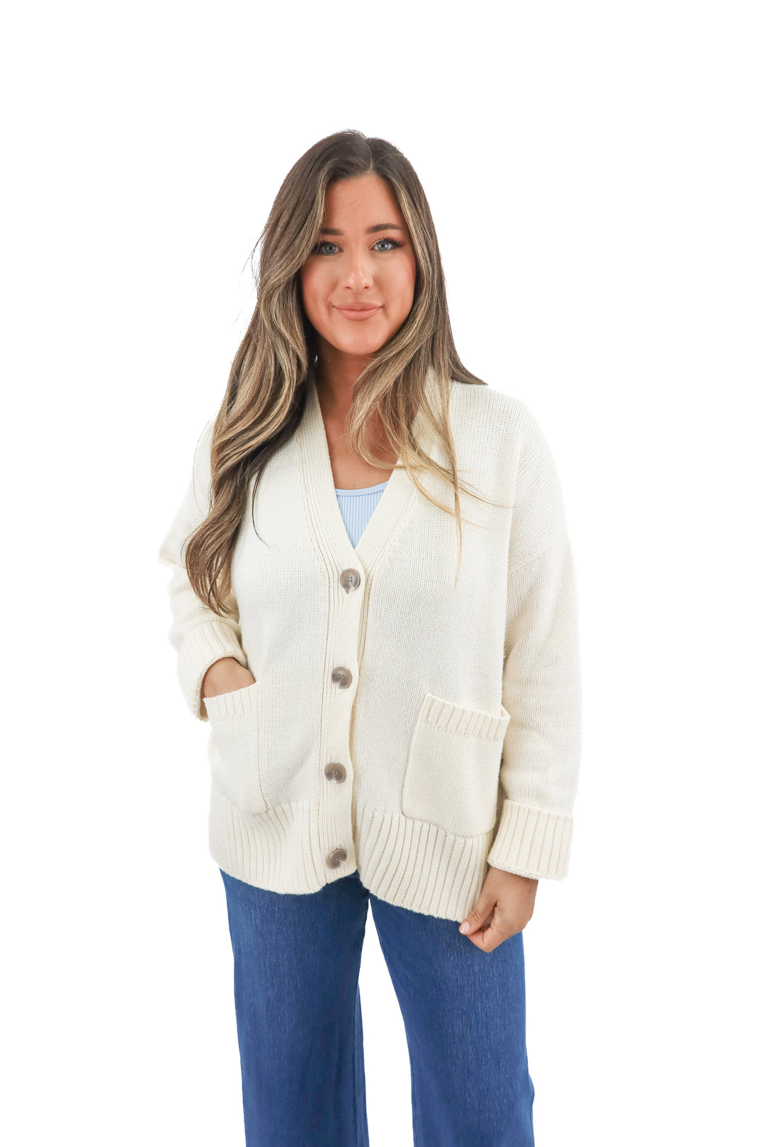 the drop cream knit cardigan (L)