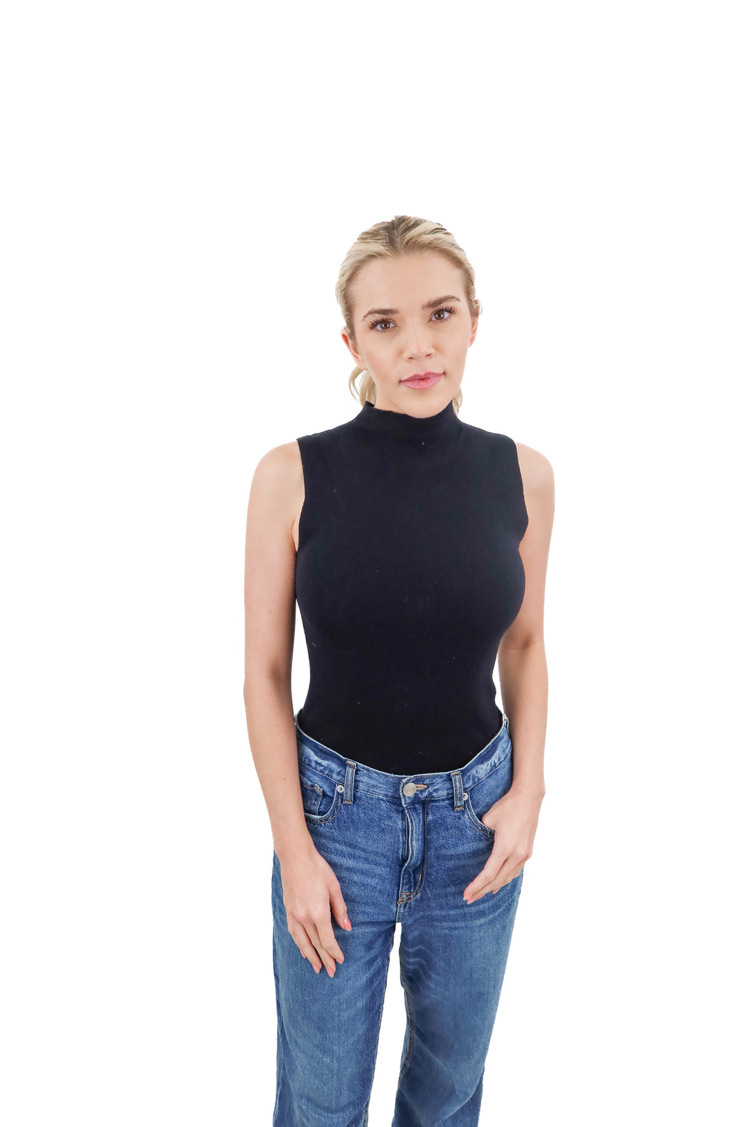 Vici black mockneck ribbed bodysuit (M)
