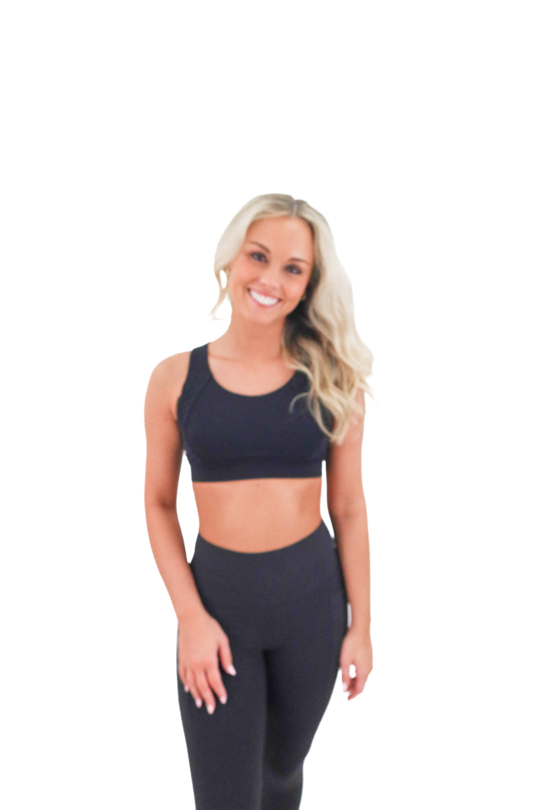 lululemon black strappy sports bra (6; retail $58)