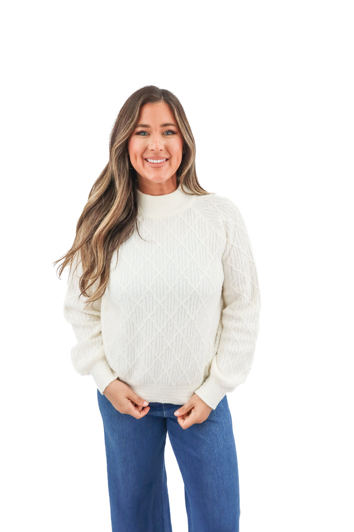 willow & clay cream mock neck sweater (M)