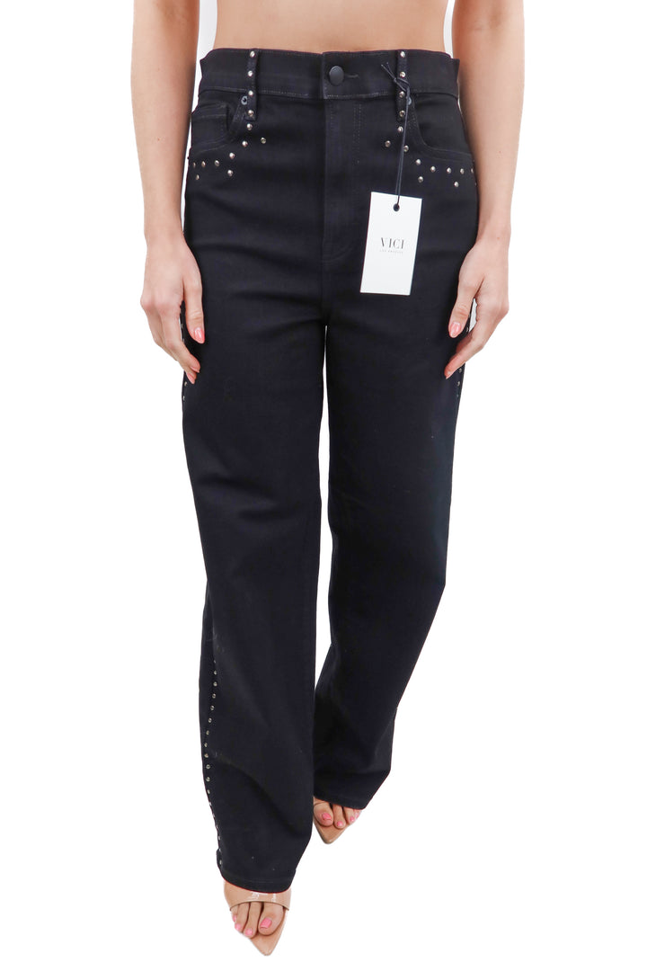 Vici black studded wideleg jeans NWT