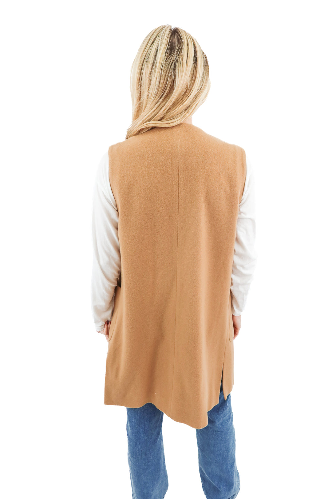 helene brown wool long vest (xs)