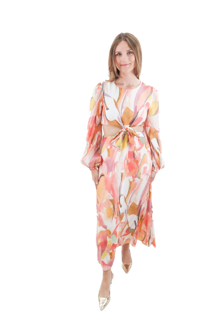 petal + pup pastel cutout maxi dress (l)