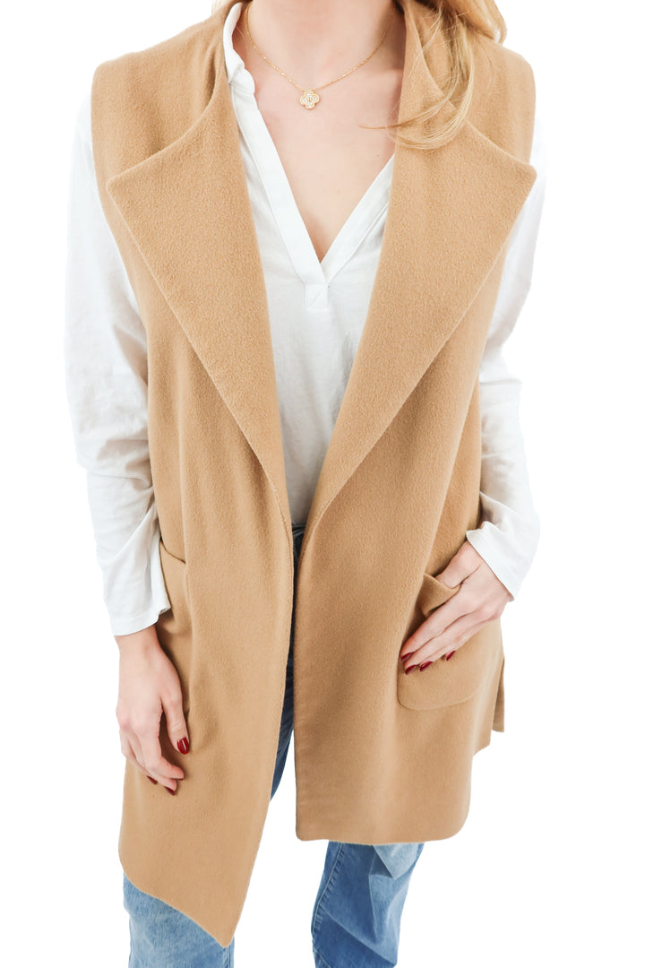 helene brown wool long vest (xs)