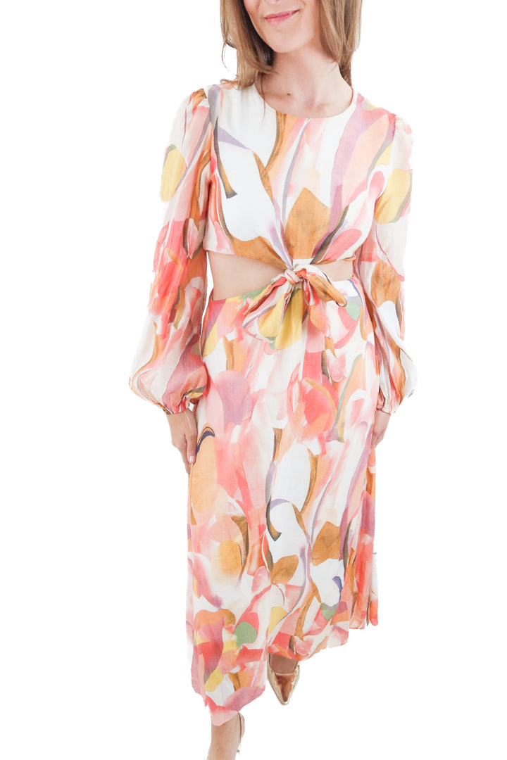 petal + pup pastel cutout maxi dress (l)