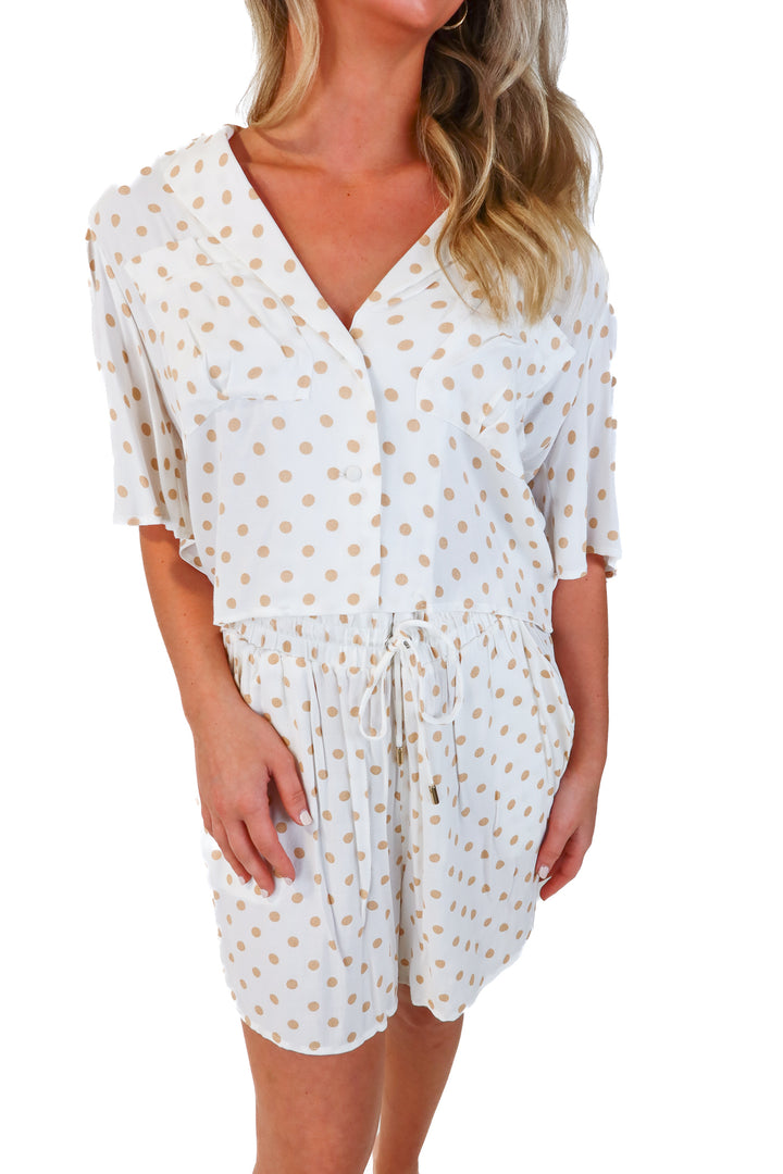SOLD afrm white/brown polka dot set (s)
