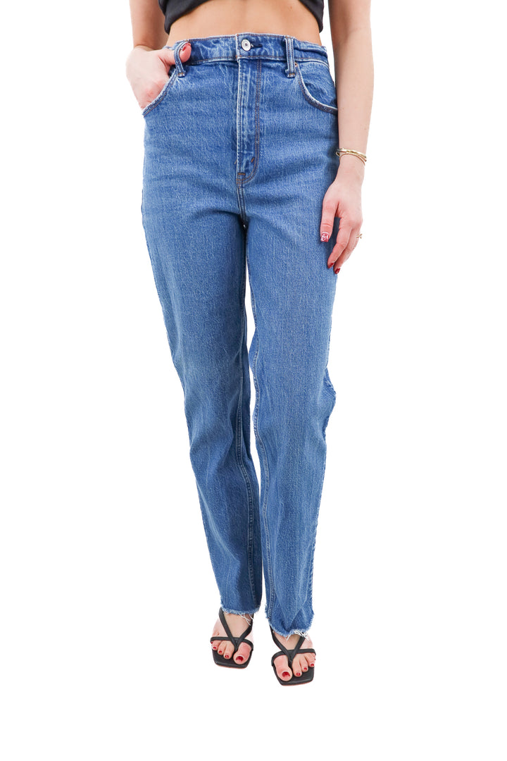 Abercrombie & Fitch 90's straight ultra high rise dark wash jeans (4L)