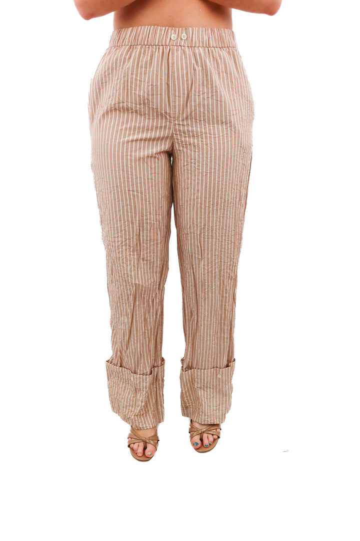 zara brown stripe pants (s; retail $69)