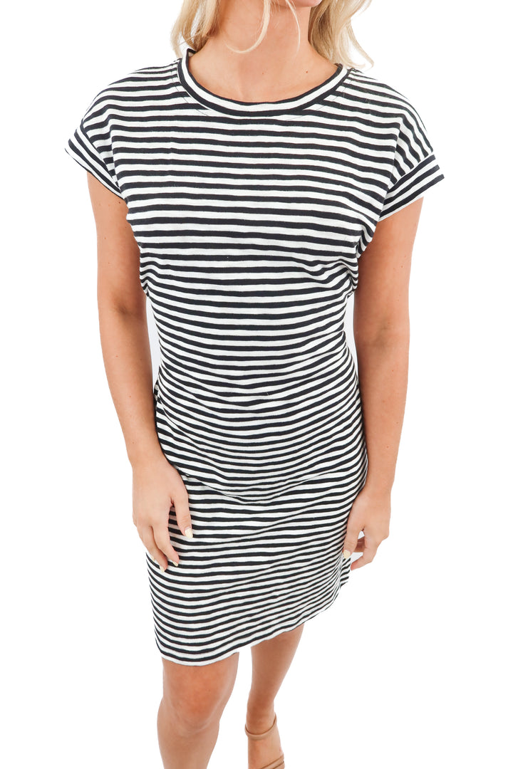 j.crew black/white striped dress (xs)