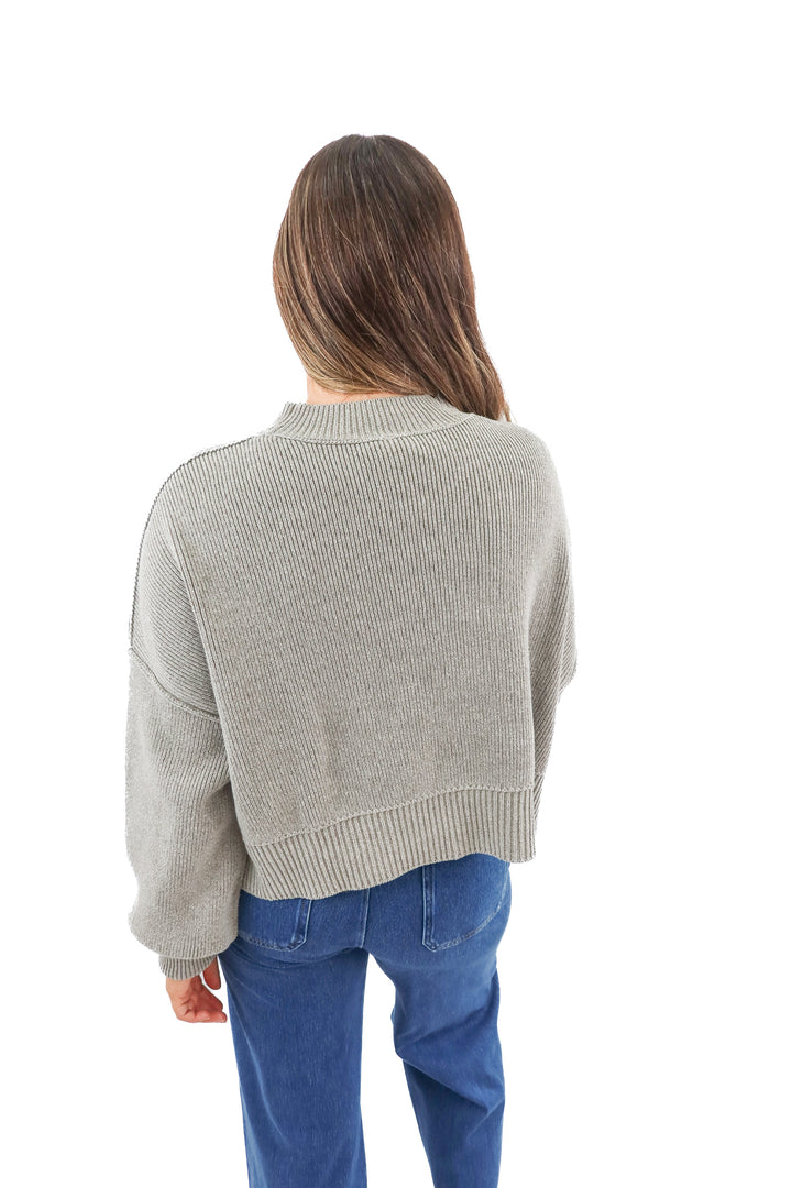free people grey mock neck knit sweater NWT (L; retail $98)