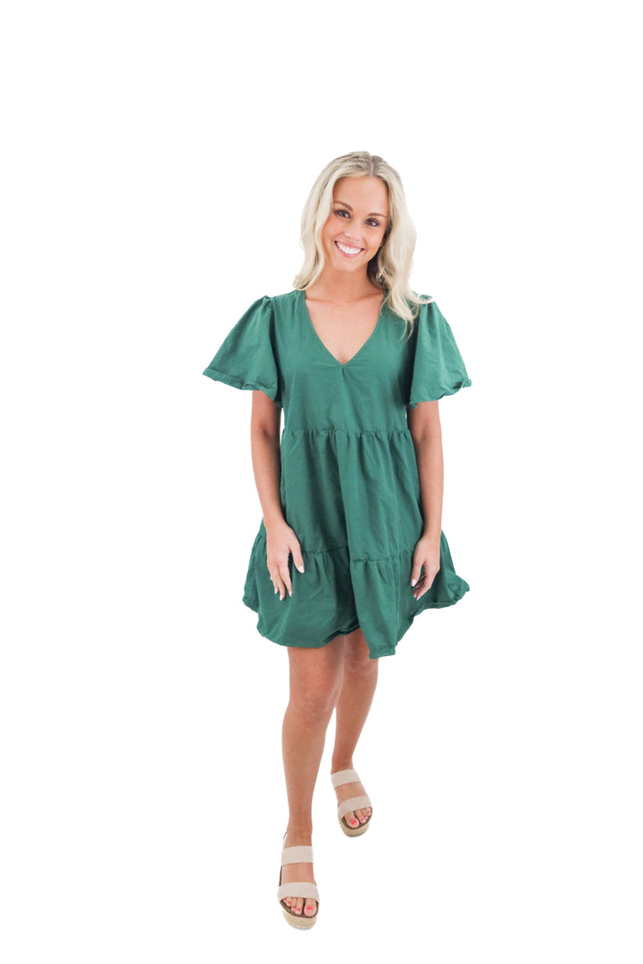 lost + wander green poplin dress (M; retail $98)