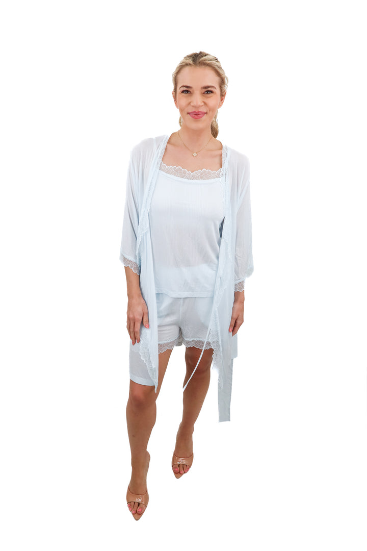 tommy john light blue pj/robe set NWT (s; retail $175)