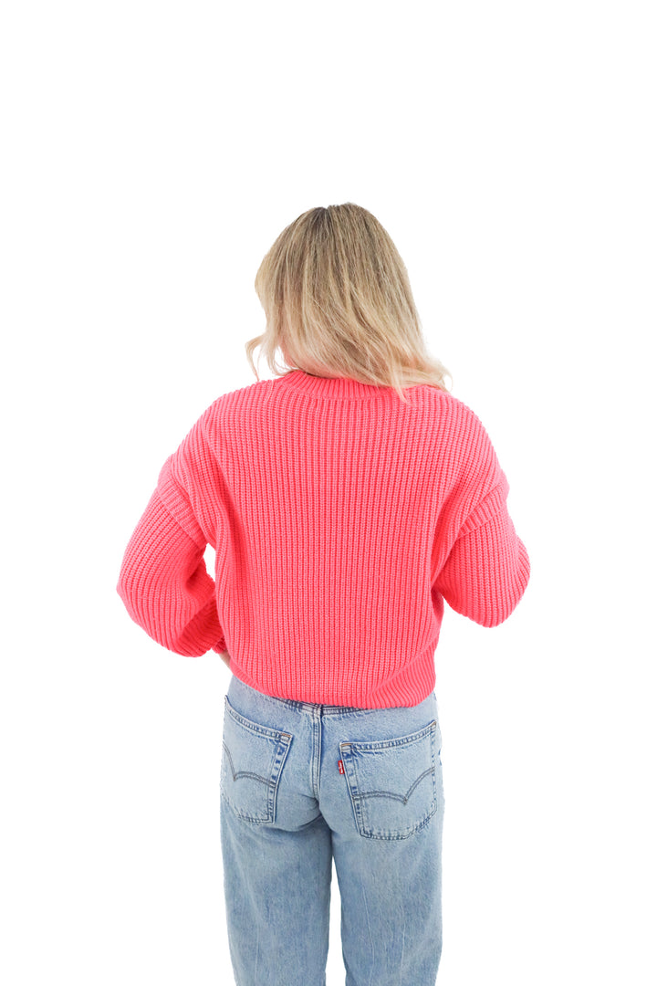 petal + pup bright pink sweater (s)