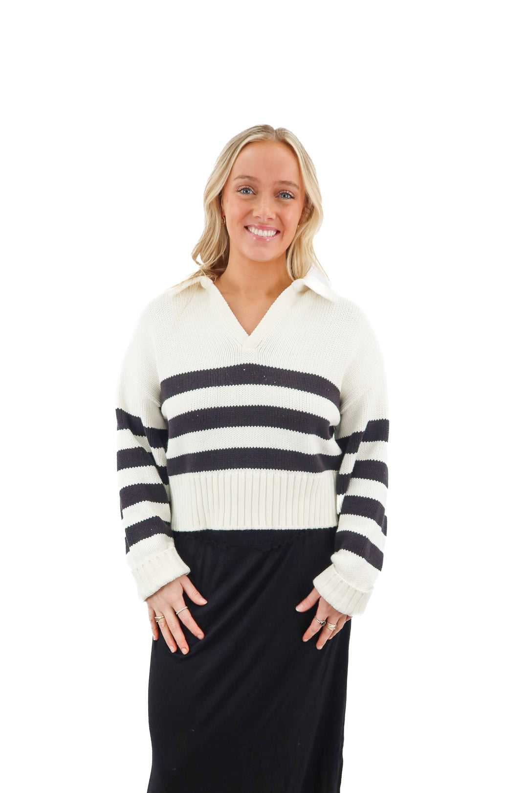 Pistola black and white collared sweater (M)