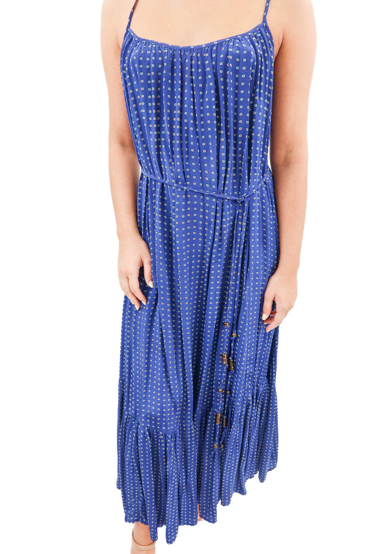 j.crew navy printed maxi dress (xs)