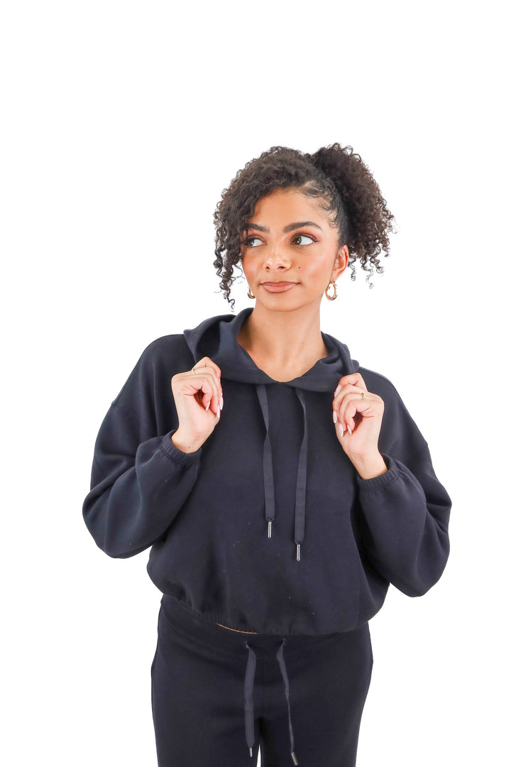 spanx black cropped hoodie (m; retail $59)