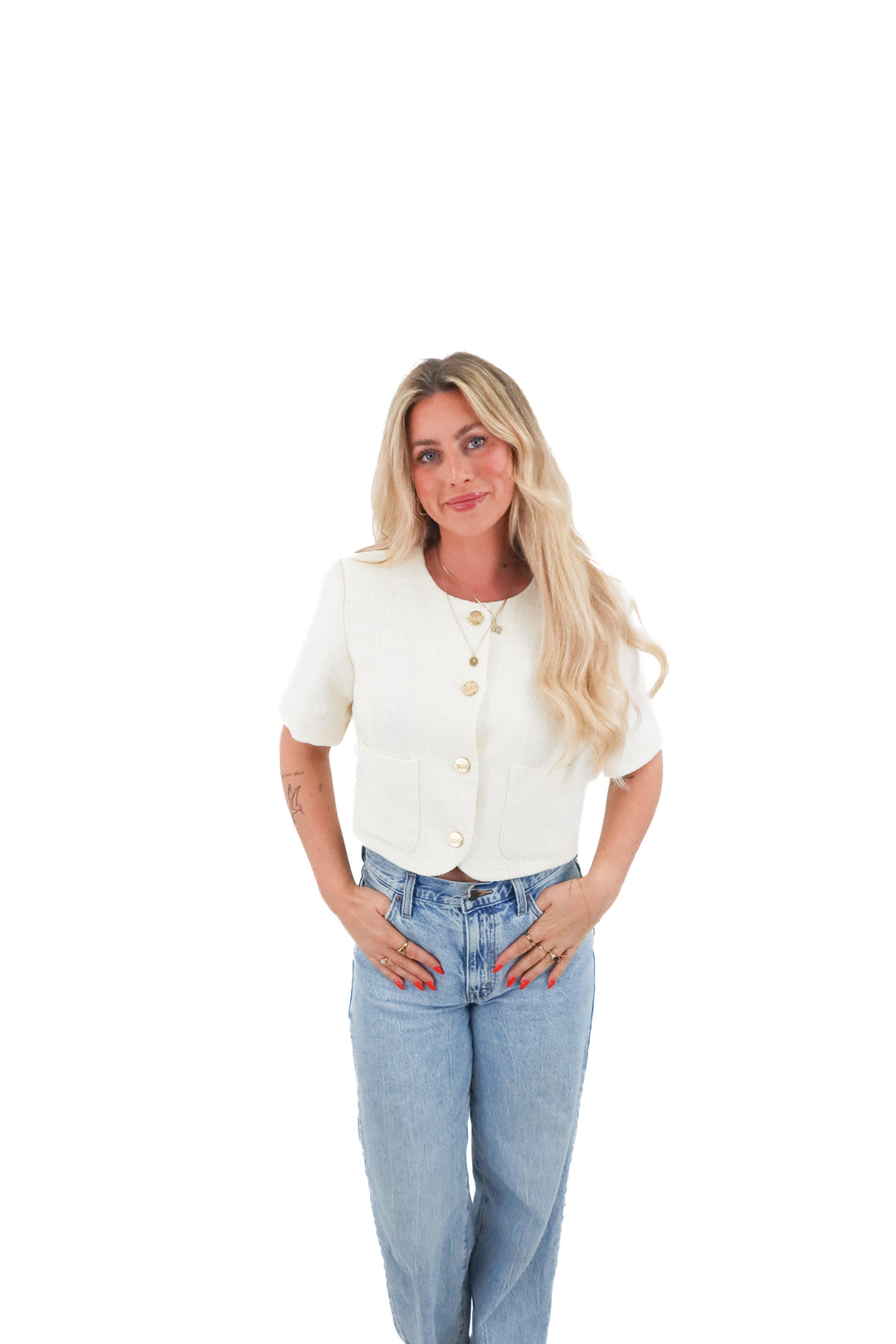 abercrombie & fitch cream tweed top (m; retail $90)