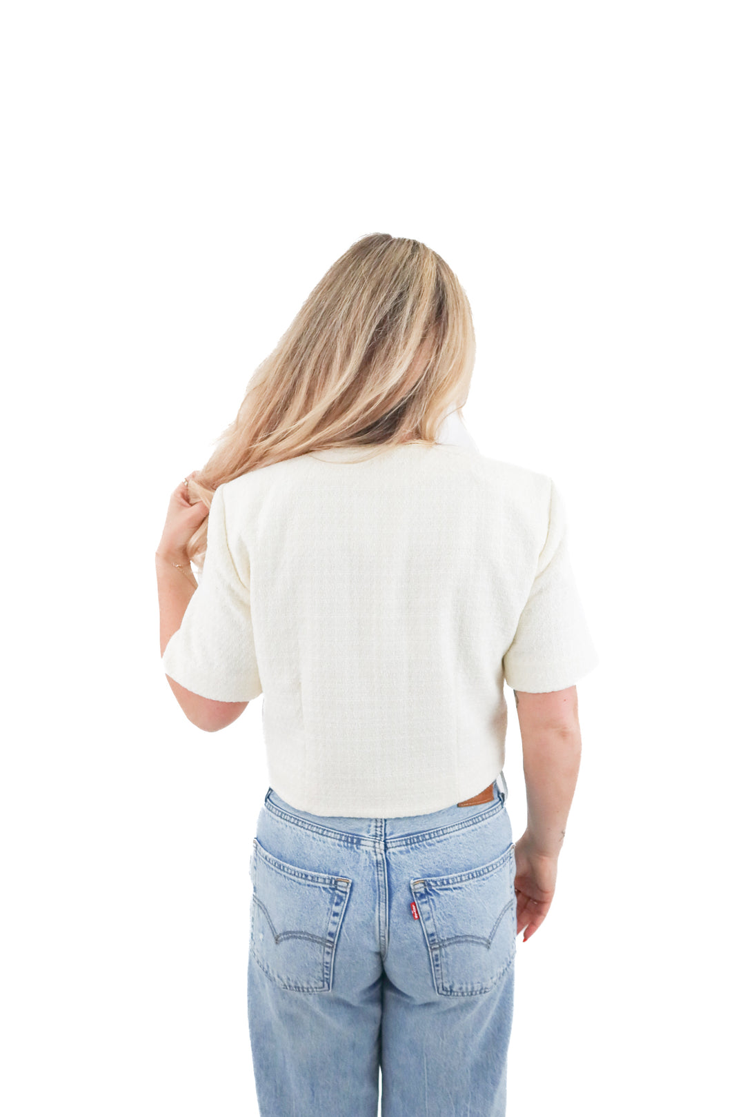abercrombie & fitch cream tweed top (m; retail $90)