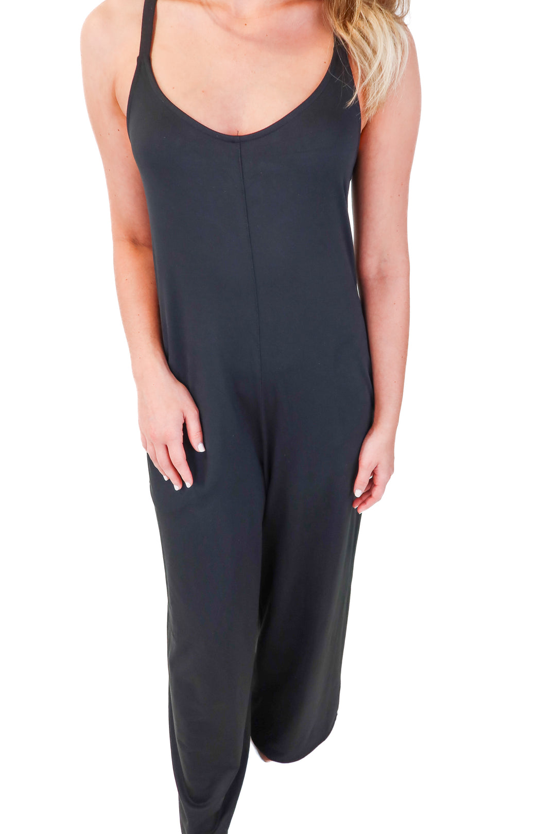 fabletics black wide leg jumpsuit NWT (xs)